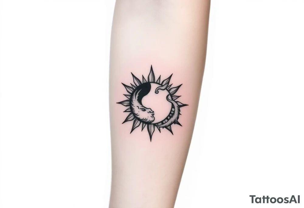 sun and dragonmoon in constellation tattoo idea
