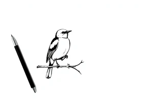 Male European Blackbird sitting on a branch tattoo idea tattoo idea