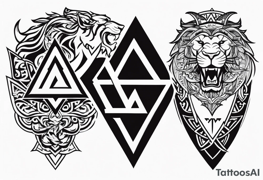 Valhalla sword shield lion dragon valknut tattoo idea