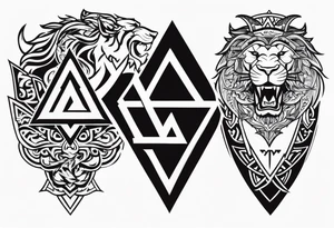 Valhalla sword shield lion dragon valknut tattoo idea