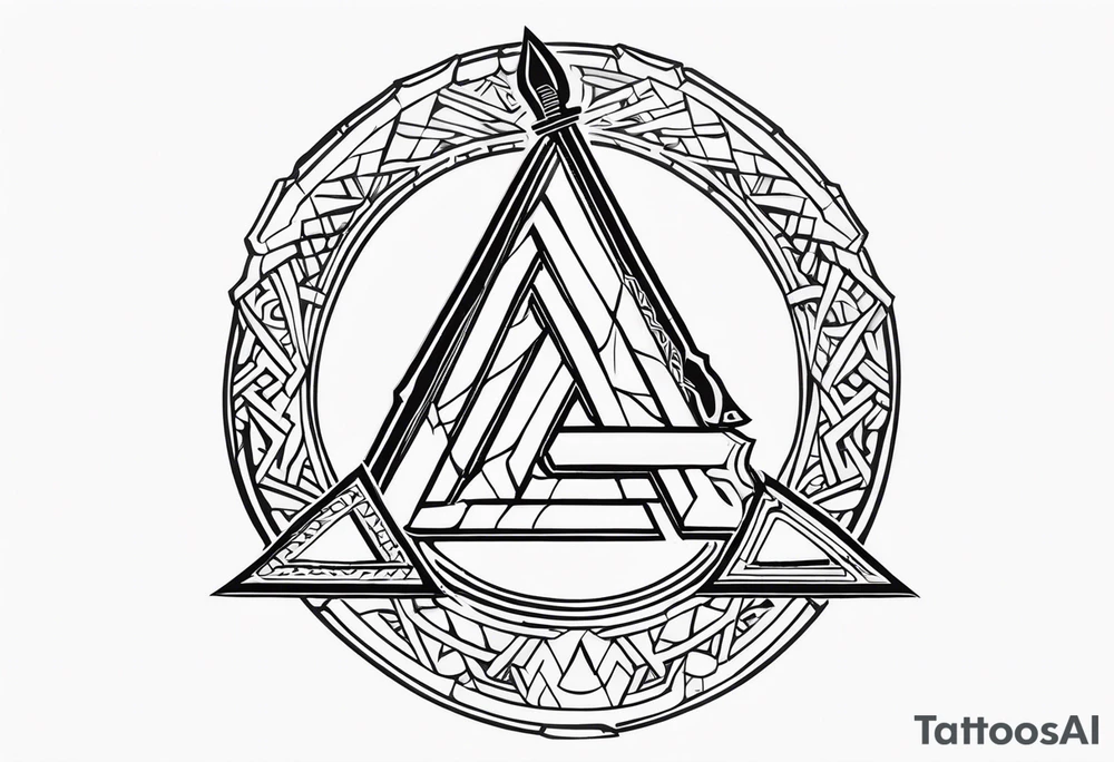 Valhalla sword
dragon axe Valknut helm of awe tattoo idea