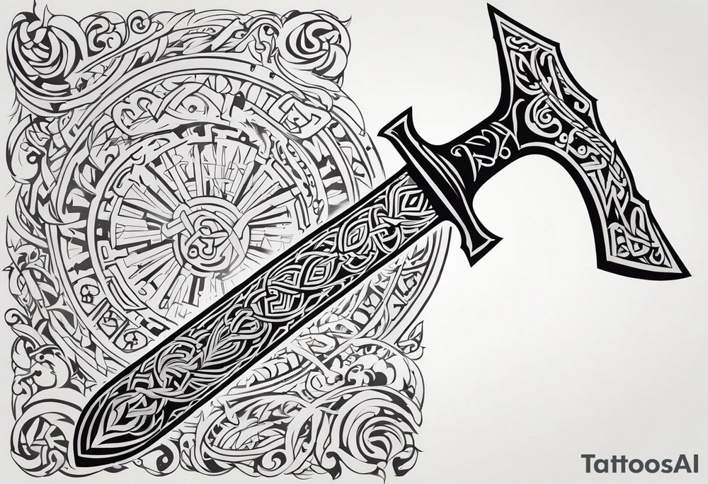 Valhalla sword viking hatchet tattoo idea