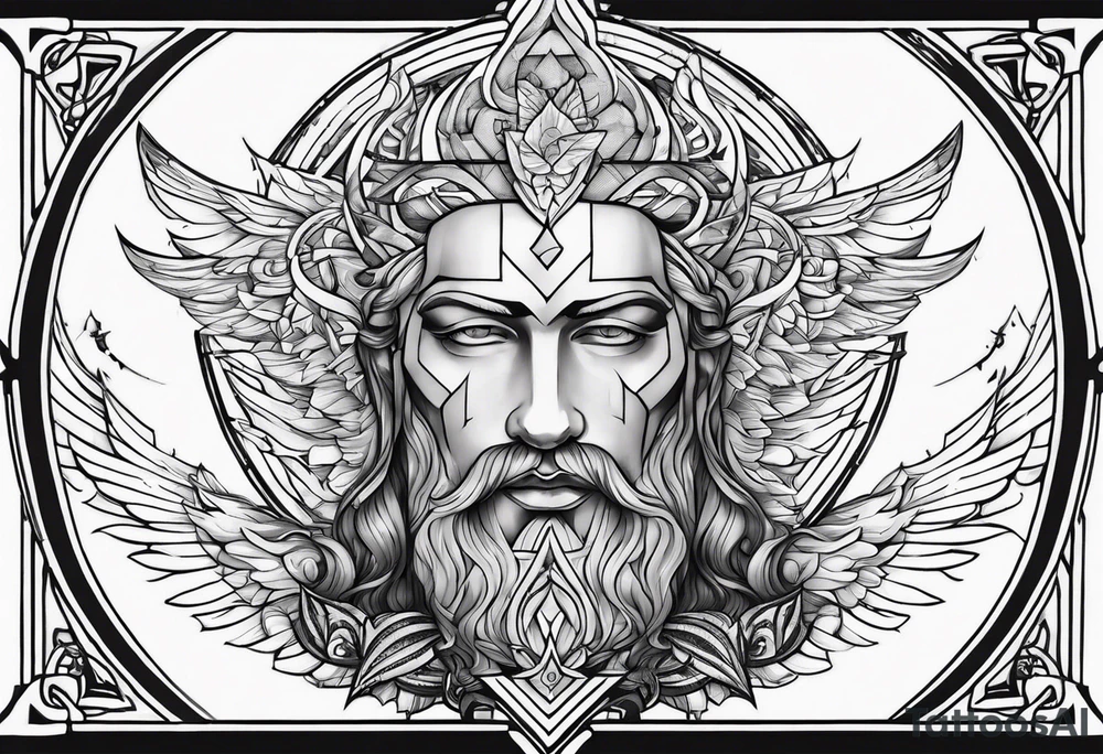 A fantasy tattoo of Jehovah in all his majestic glory opening the heaven looking down up on mankind tattoo idea