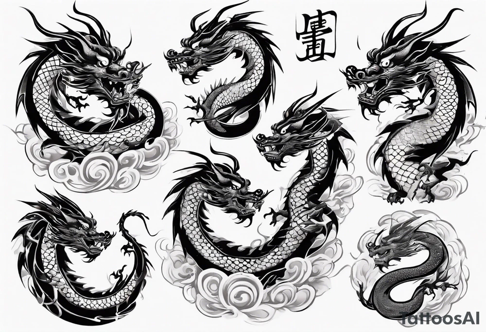 Chinese dragon with scales tattoo idea