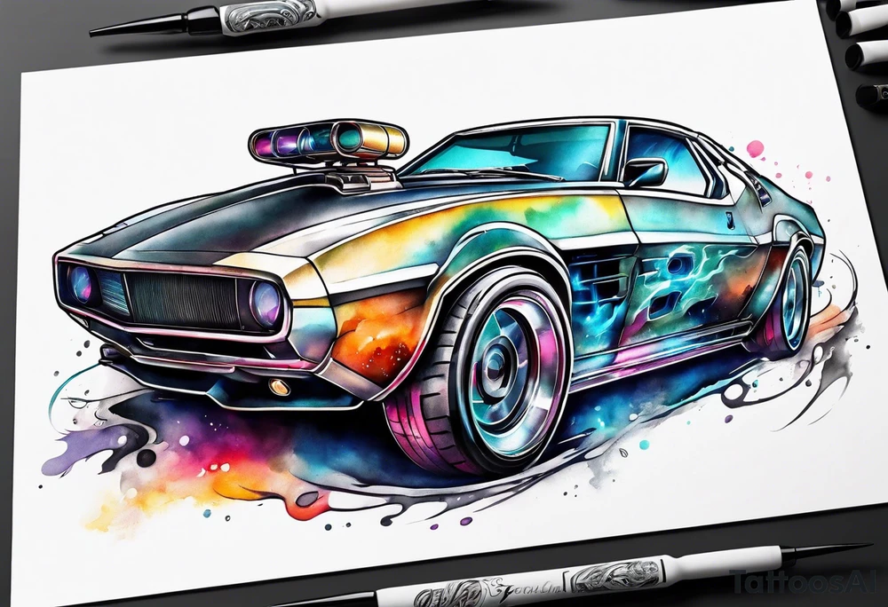 futuristic time machine car tattoo idea