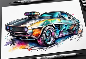 futuristic time machine car tattoo idea