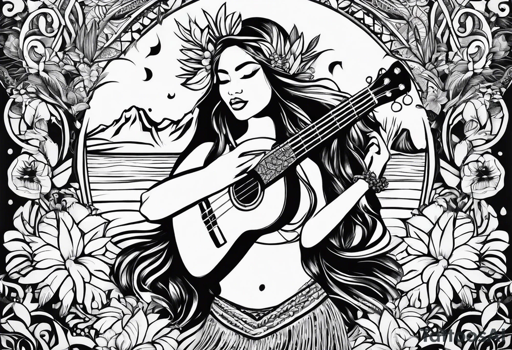 vahine dance with ukulele tattoo idea