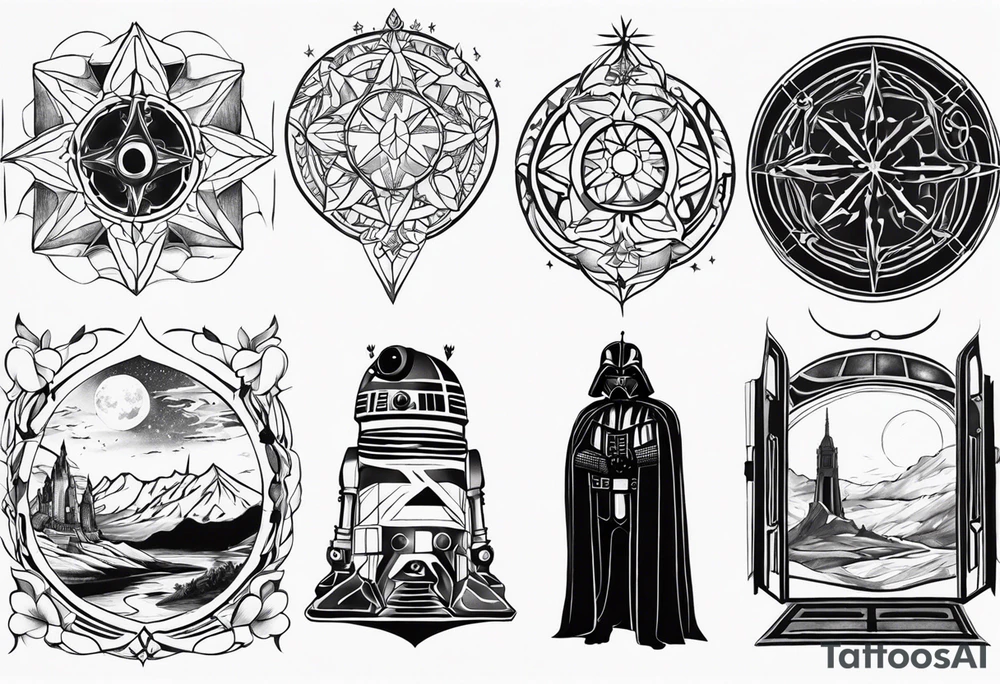 Lord of the rings, star wars, doctor who tattoo idea