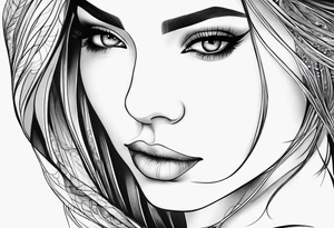 Thin lines of a women side faces not realistic tattoo idea
