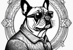 French bulldog riding man tattoo idea