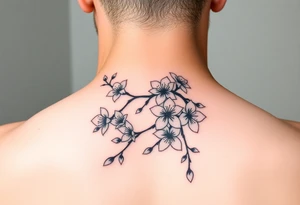 delicate cherry blossoms swirling in spring breeze with petals tattoo idea