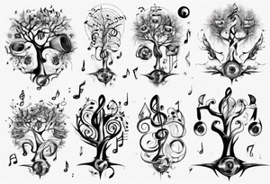 music speaker note tree staff tattoo idea