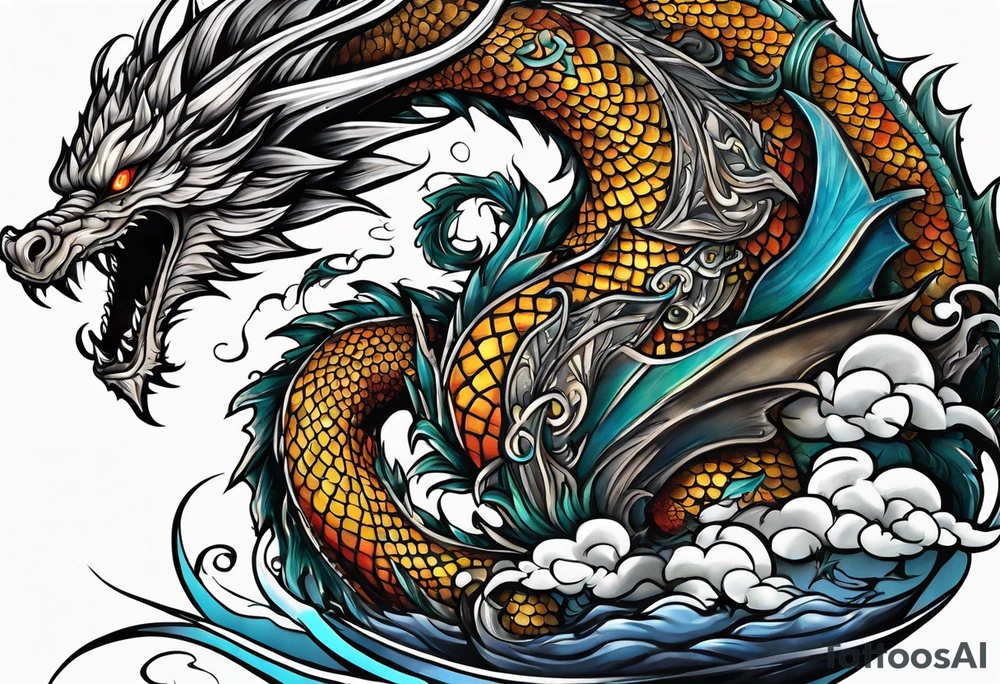 Half sleeve cards and dragons tattoo idea