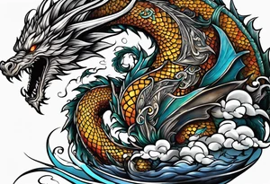 Half sleeve cards and dragons tattoo idea
