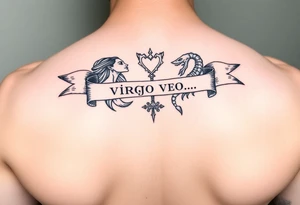 Virgo and Scorpio banner in love intertwine signs sketched tattoo idea