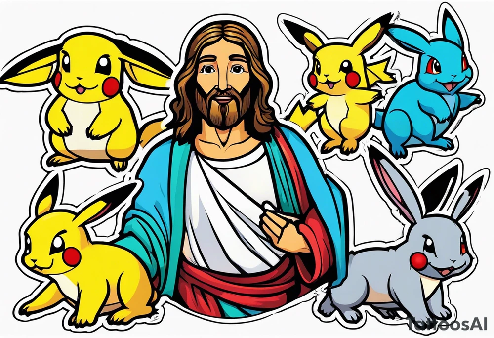 Jesus as a pokemon tattoo idea