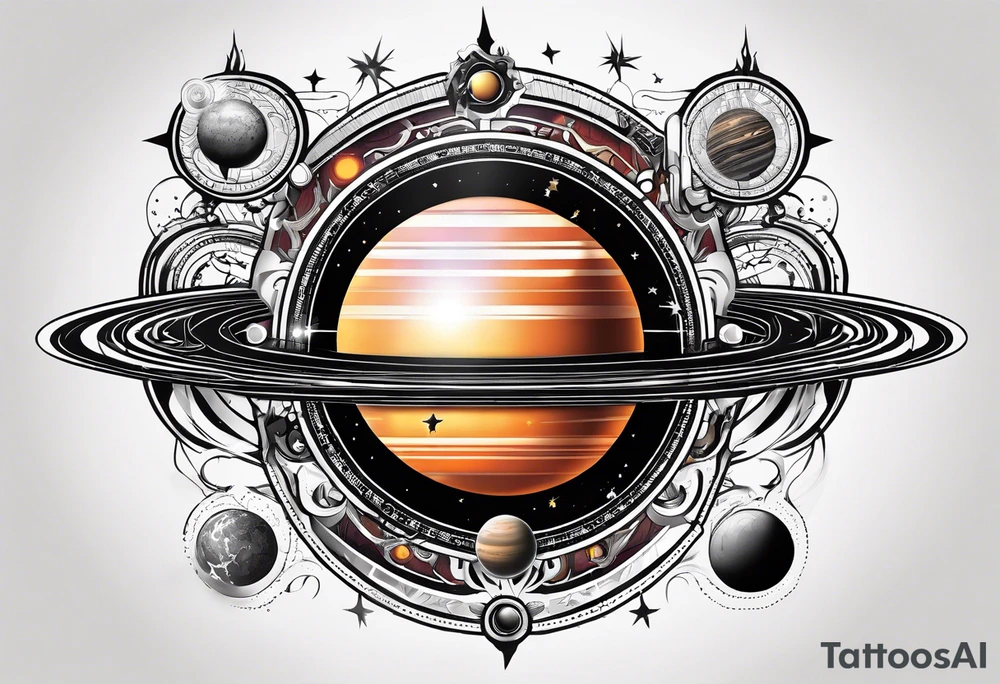 Man solar planet space tattoo idea