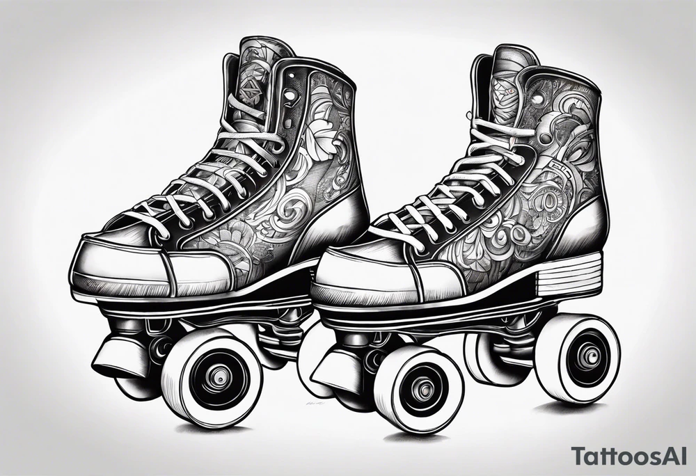 Pair of new school rollerskates tattoo idea