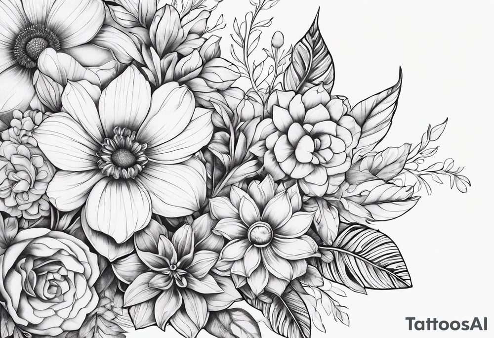 ornaments of flowers tattoo idea