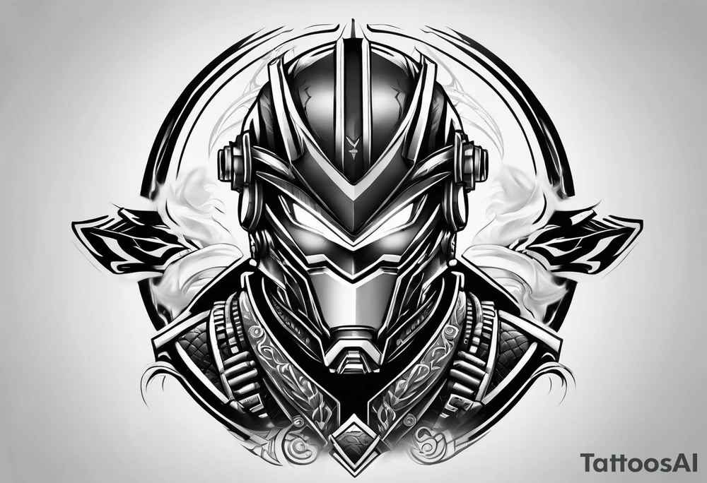 Angry Male Modern robot ninja tattoo idea