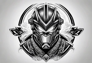 Angry Male Modern robot ninja tattoo idea