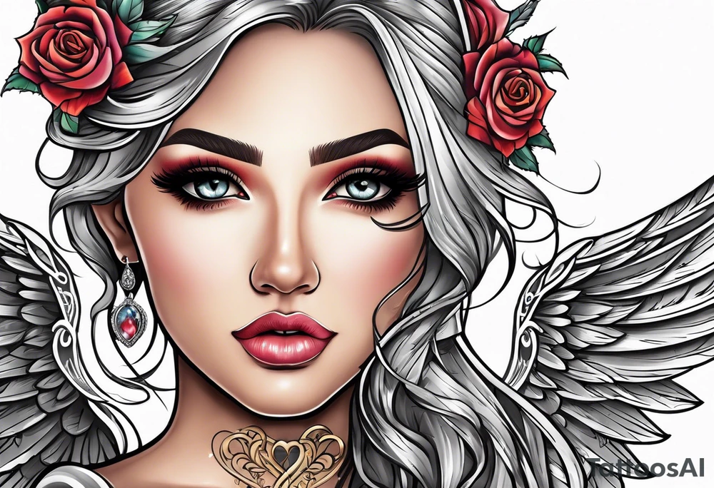 The name Kieanna with angel wings tattoo idea