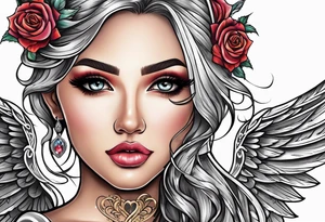 The name Kieanna with angel wings tattoo idea