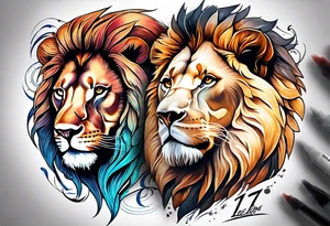 Lion and lioness with august 17 & 18 tattoo idea