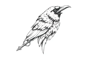 a raven with a key in his beak. tattoo idea