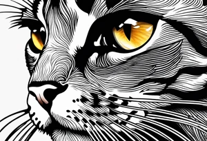 left side profile of a cat face tattoo idea