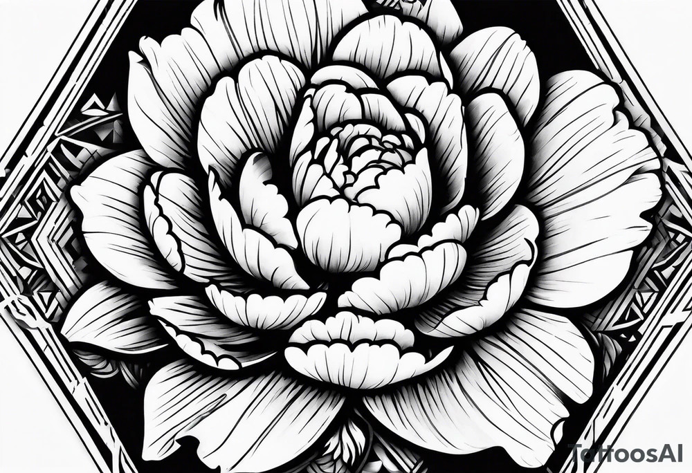 Peony upside down triangle geometric patterns tattoo idea Peony upside down triangle geometric patterns tattoo idea