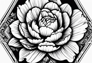Peony upside down triangle geometric patterns tattoo idea