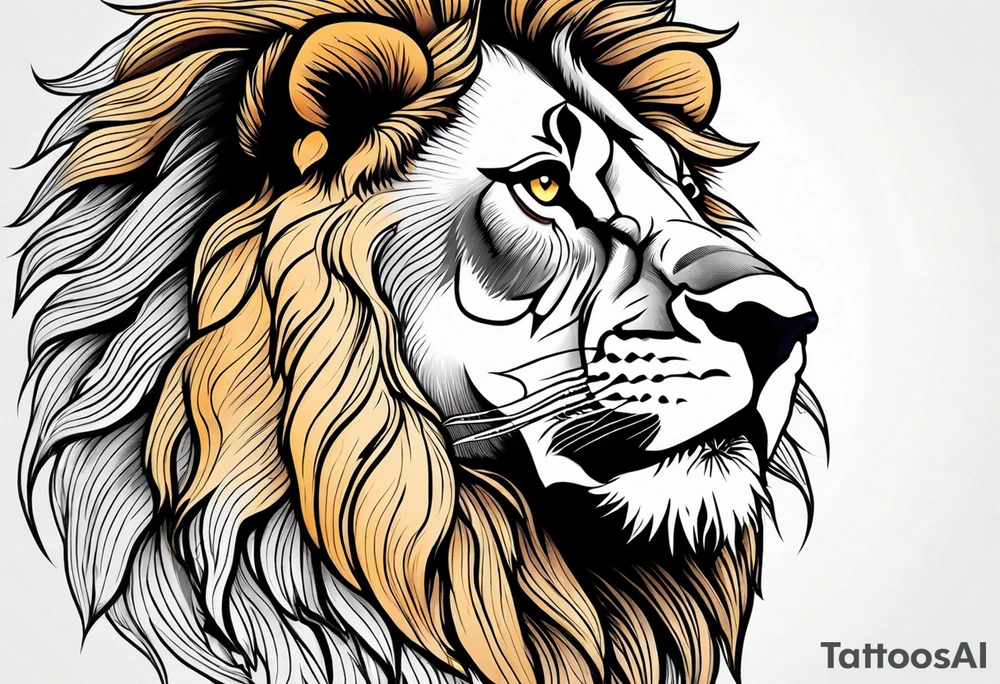 powerful majestic lion, close-up tattoo idea