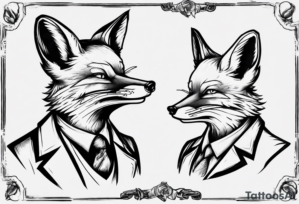 a fox moking a ciggarte and holding a gun tattoo idea