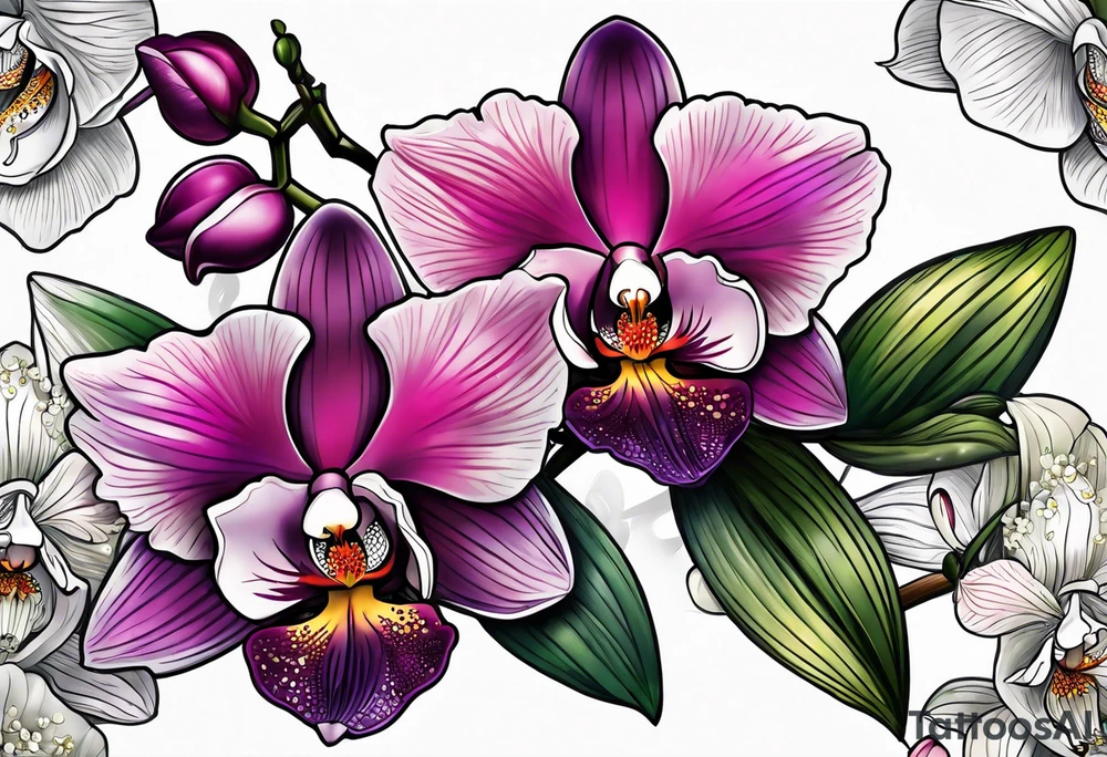 Orchid bouqet tattoo idea