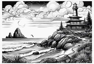 Heavenly Beach Coastal View tattoo idea