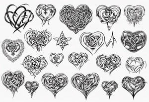 Prime knot 6,1 as entangled hearts, but very simple tattoo idea