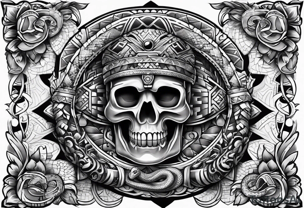 aztec snake sleeve tattoo idea
