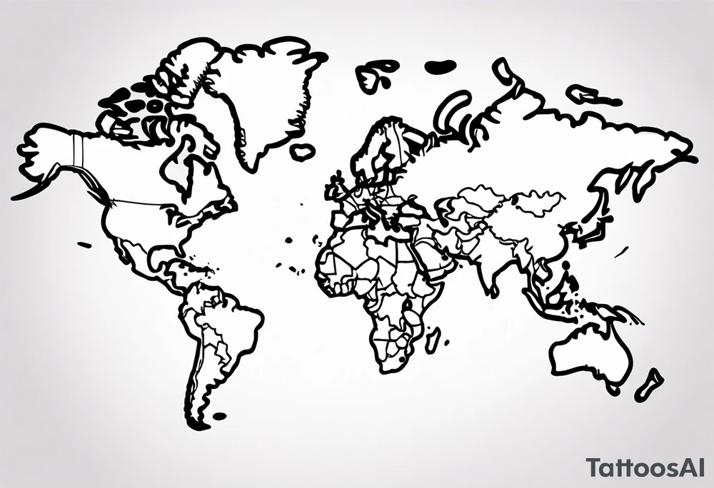 globe map single pen line blowing up in one corner tattoo idea globe map single pen line blowing up in one corner tattoo idea