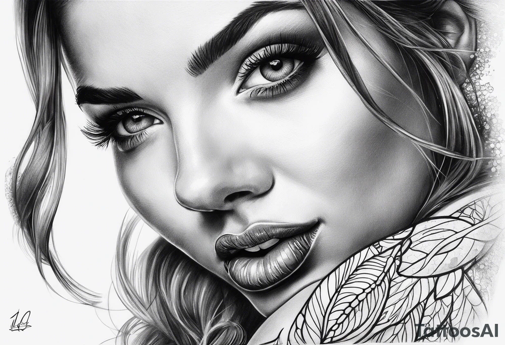 Female licking lips tattoo idea