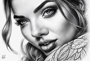 Female licking lips tattoo idea