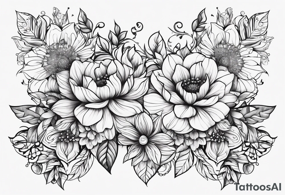 ornaments of flowers tattoo idea