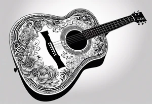 acoustic guitar with the lyrics que me lleven canciones cuando ya me haya muerto tattoo idea