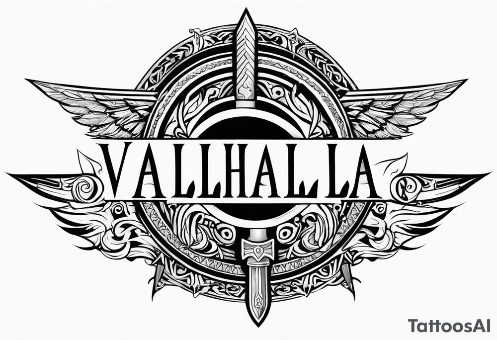Valhalla sword shield tattoo idea