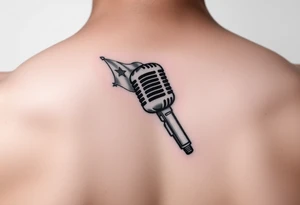 Microphone with a box mic flag tattoo idea