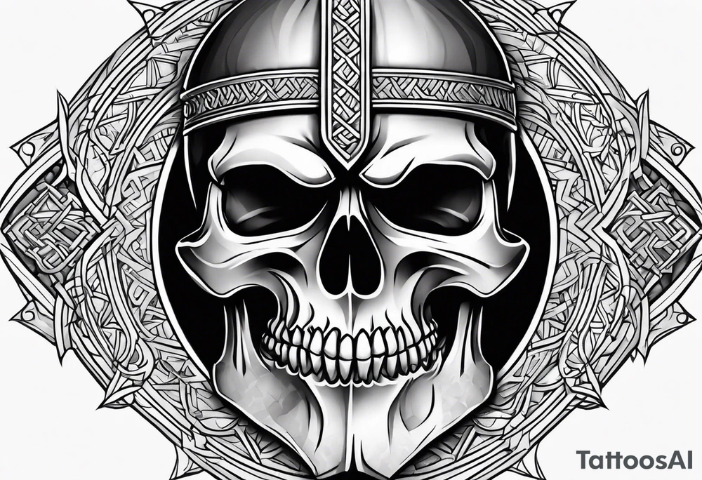 Realistic viking skull tattoo idea