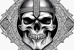 Realistic viking skull tattoo idea