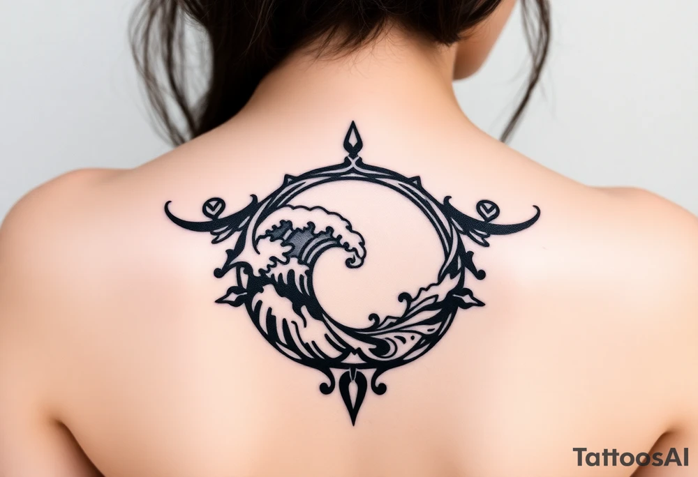 tribal round wave tattoo idea
