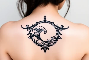 tribal round wave tattoo idea