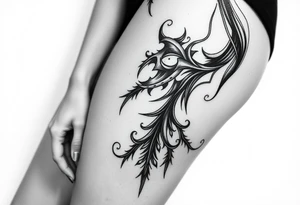 Sexy woman, Gothic but feminine  for thigh tattoo idea
